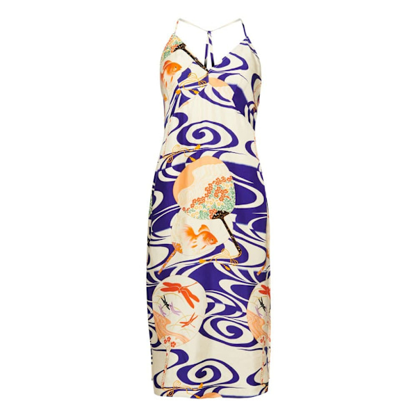 Superdry Kjole Vintage Midi Halter Slip Hvid,Blå S Kvinde