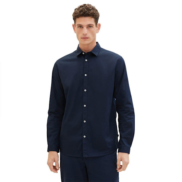 Tom Tailor Skjorte 1037435 Stretch Poplin Blå M Mand