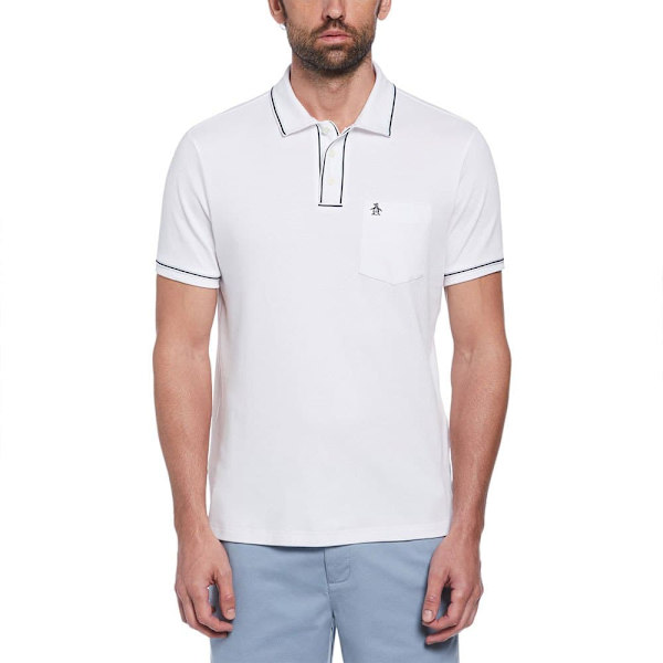 Original Penguin Earl Organic Interlock 3d Sticker Pete Kortärmad Polotröja Vit M Man