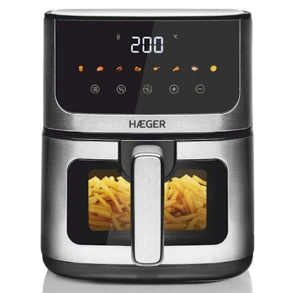 Haeger Luftfrituregryde Magic Window 1400w 4.7l  4.7 Liters / EU Plug Sort, Sølv