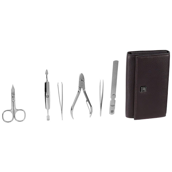 Zwilling Læder Pocket Case 7 Stykker Manicure Sæt Søvfarvet