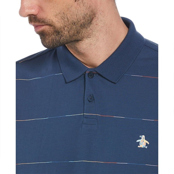 Original Penguin Organic Pride Space Dye Kortärmad Polotröja Blå S Man