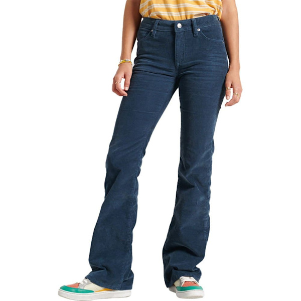Superdry Byxor Mid Rise Slim Cord Flare Blå 26 / 33 Kvinna