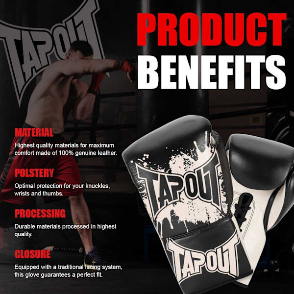 Tapout Boksehandsker I Læder Angelus Sort 08 oz R