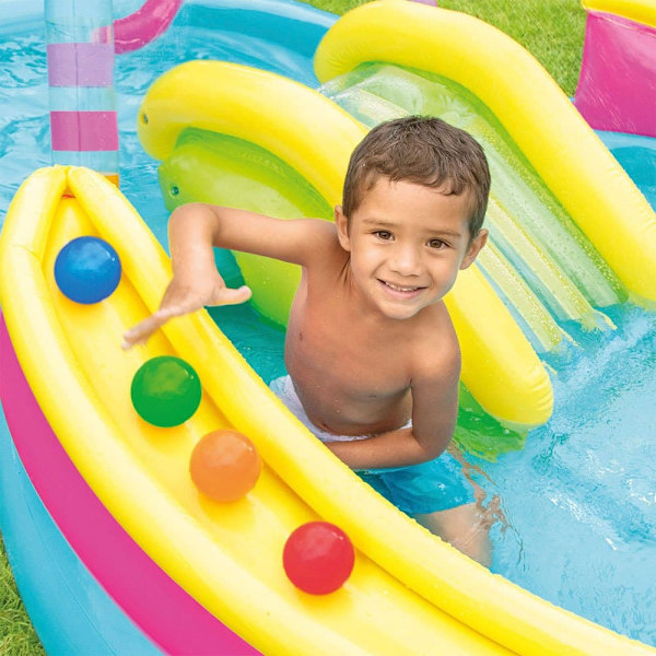 Intex Uppblåsbar Pool Regnbågsspel Med Rutschkana 2.95x1.91x1.09 Cm 206l Flerfärgad
