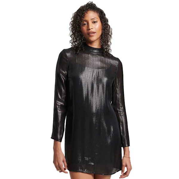 Superdry Langærmet Kort Kjole Studios Sparkle Sort XS Kvinde