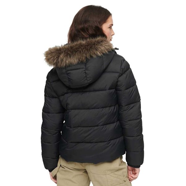 Superdry Pufferjacka Faux Fur Svart S Kvinna