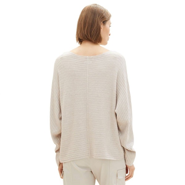 Tom Tailor Sweater 1037737 Knit Structured Batwing Beige M Kvinde