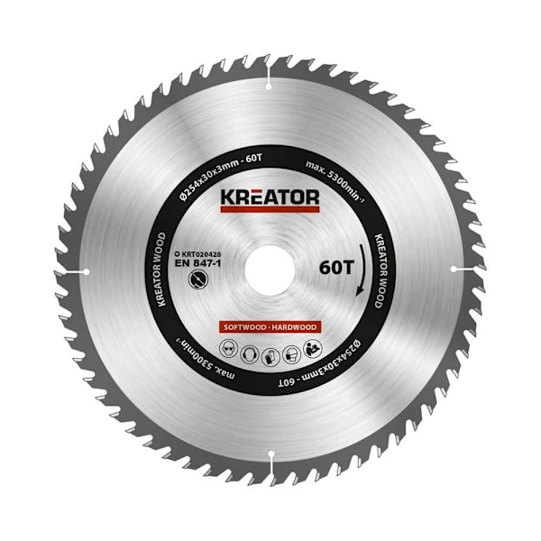 Kreator Træcirkelsavskive 254x30x3.0 Mm 60t Søvfarvet