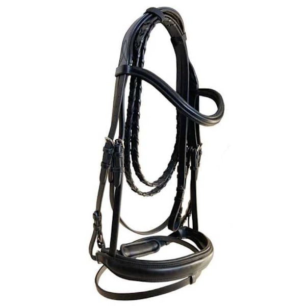 Omega Line Snaffle Omega Stitched Reins Suitset Musta Cob