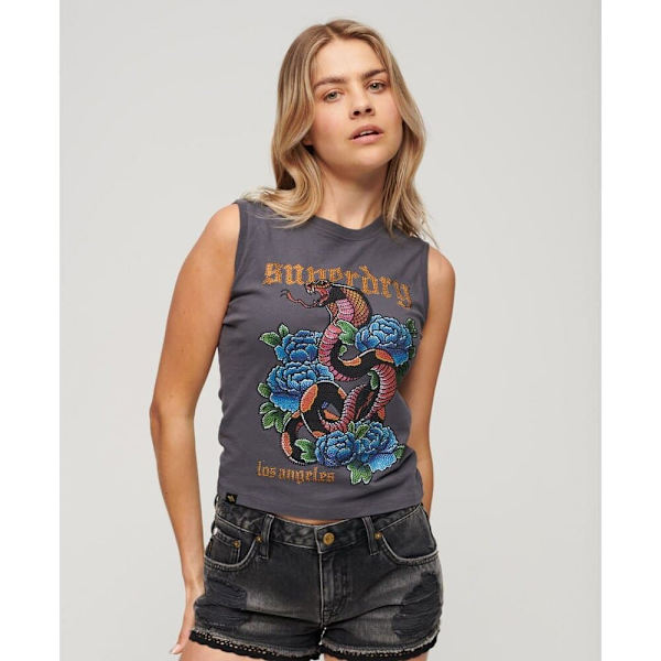 Superdry Tattoo Rhinestone Tank ärmlös T-shirt Flerfärgad S Kvinna