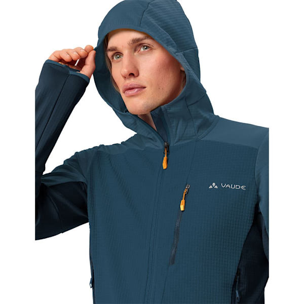 Vaude Monviso Grid Fleecejacka Med Huva Blå M Man