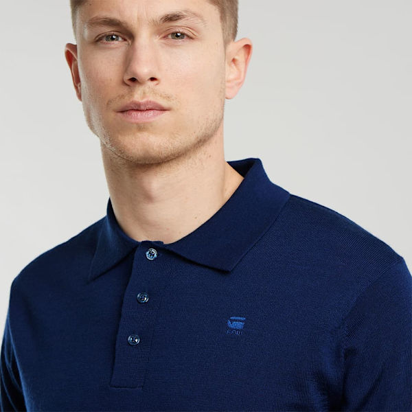G-star Premium Core Dunda Pikétröja Med Lång ärm Blå L Man