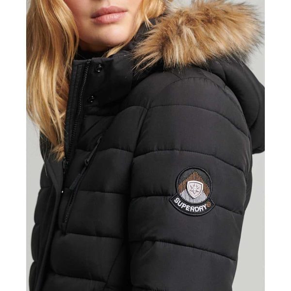 Superdry Jakke Super Long Line Fuji Sort XS Kvinde