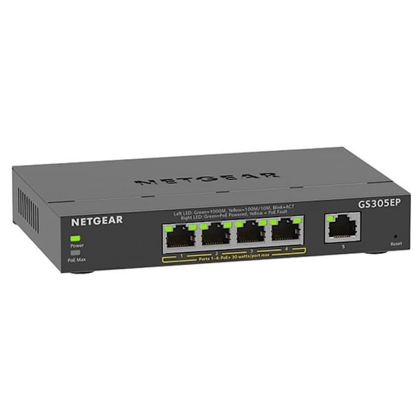 Netgear Kontakt Gs305ep 5 Havne Sort