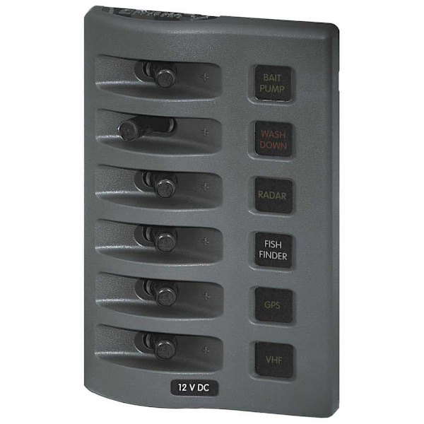 Blue Sea Systems Kontakt Weatherdeck Panel 6 Position Grå