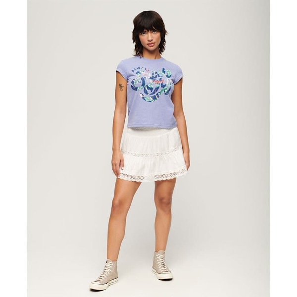 Superdry Floral Scripted T-shirt Med Korta ärmar Lila XL Kvinna