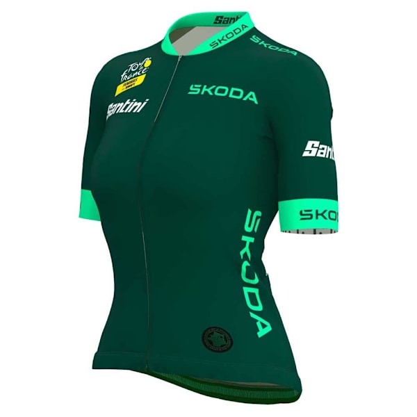 Santini Tour De France Femme Avec Zwift Best Sprinter Leader Korta ärmar Cykeltröja Grönt L Kvinna