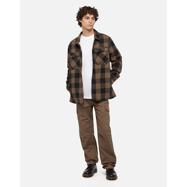 Dickies Lined Sacramento Skjorte Med Lange ærmer Brun S Mand