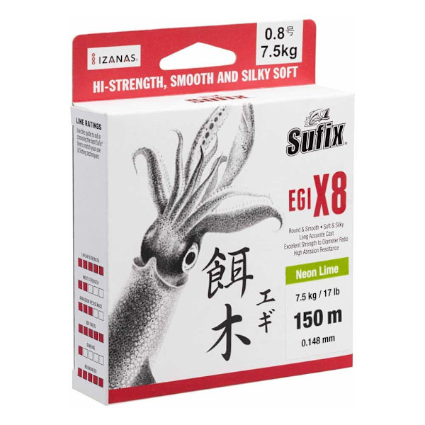 Sufix Flätad Egi X8 150 M Guld 0.104 mm