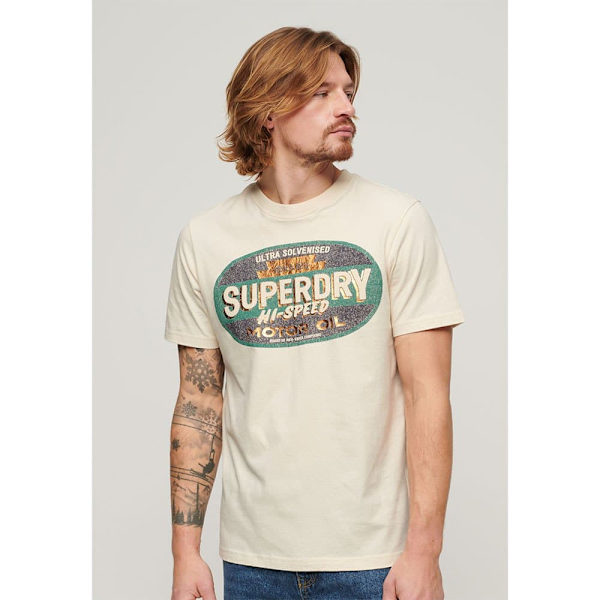 Superdry Gasoline Workwear T-shirt Med Korta ärmar Beige S Man
