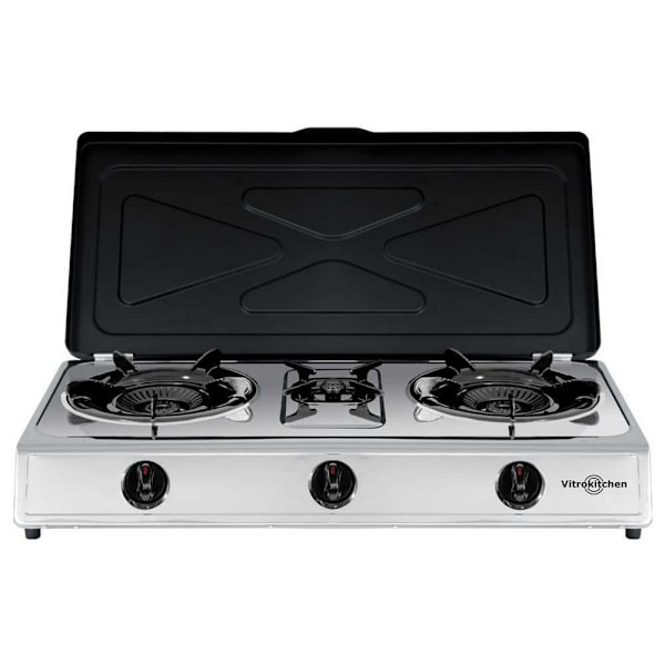 Vitrokitchen Komfur Gas 360ib 3 Komfur Hvid Sort, Rustfrit stål