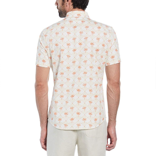 Original Penguin Ev Twill Palm Tiles Kortærmet Skjorte Hvid S Mand