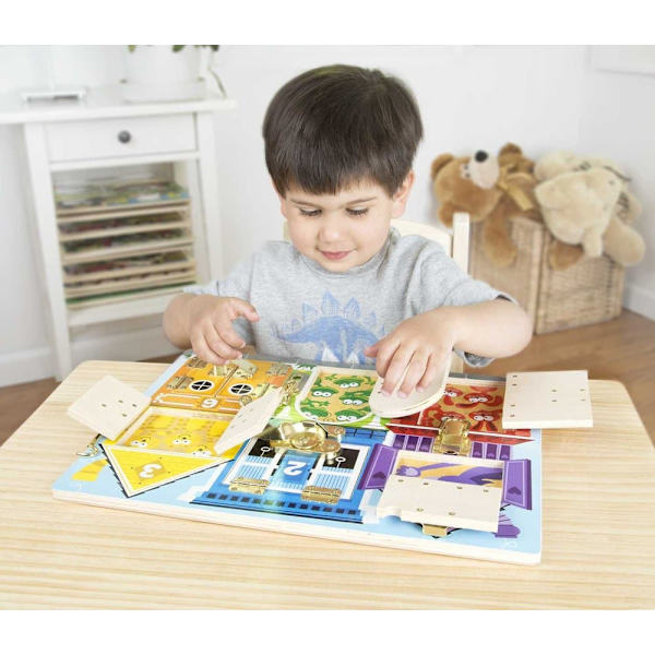 Melissa & Doug Spärrar Aktivitetstavla I Trä Flerfärgad