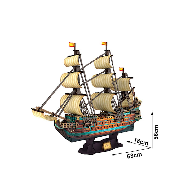 Tachan 3d-puslespil Båd San Felipe Cubic Fun Gylden