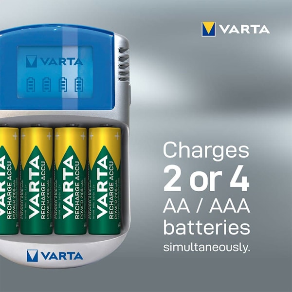 Varta Lcd Oplader 12v Usb+4 2600mah Mignon Aa Søvfarvet