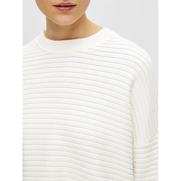 Selected O Neck Tröja Laurina Vit S Kvinna