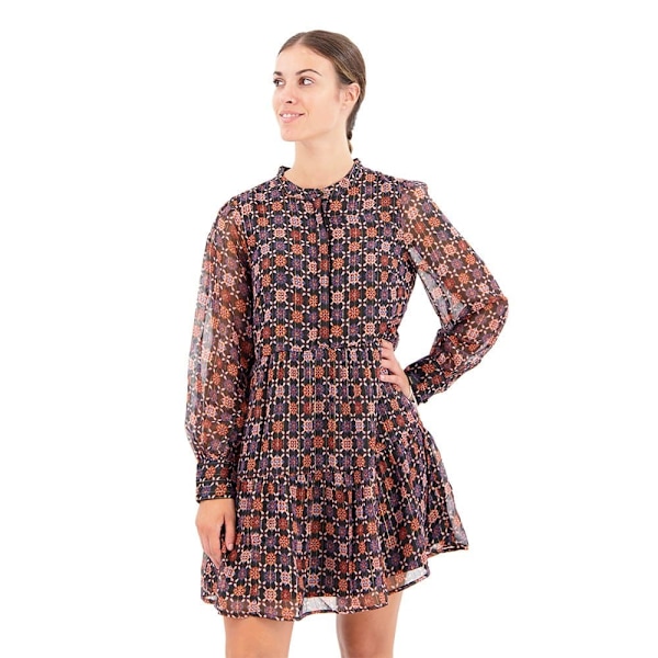 Superdry Langærmet Kort Kjole Tiered Brun XS Kvinde