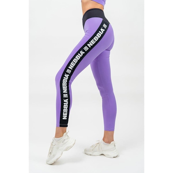 Nebbia Leggings Hög Midja Side Stripe Iconic Lila XS Kvinna