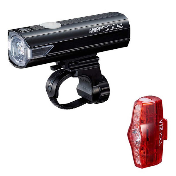 Cateye Ampp500 & Viz150 Cykellampesæt Søvfarvet 500 / 150 Lumens