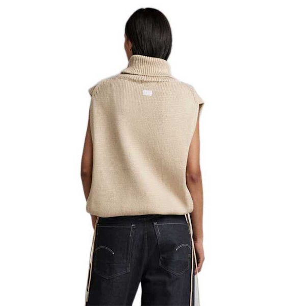 G-star Open Side Tröja Med Hög Krage Beige L Kvinna