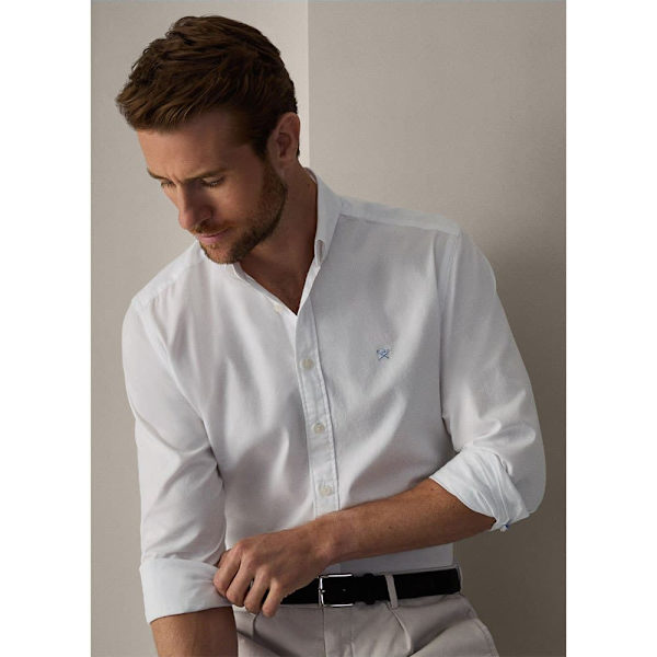 Hackett Dyed Oxford Skjorte Med Lange ærmer Hvid 2XL Mand