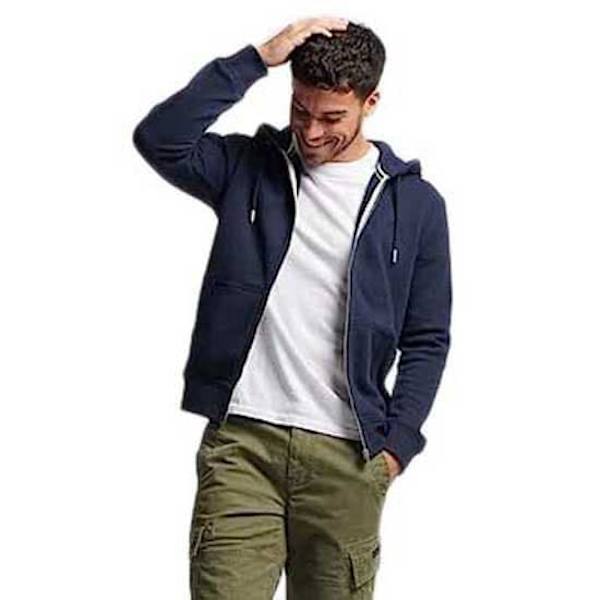 Superdry Sweatshirt Med Full Dragkedja Essential Logo Blå L Man