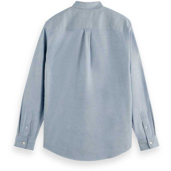 Scotch & Soda Essential Oxford Solid Skjorte Med Lange ærmer Blå M Mand