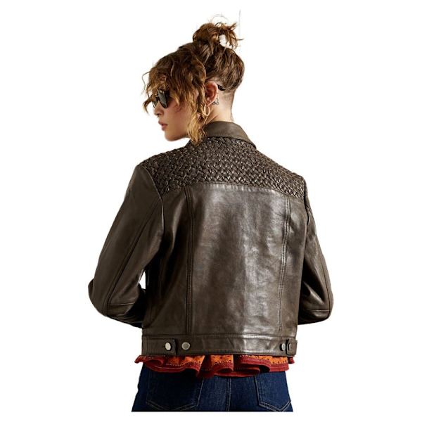 Superdry Trucker Jakke Leather Stateside Brun L Kvinde
