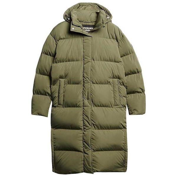 Superdry Pufferjacka Longline Grönt M Kvinna