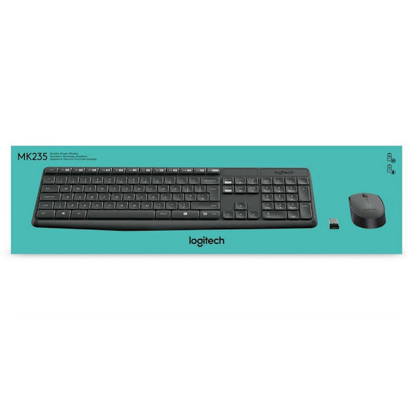 Logitech Trådlöst Tangentbord Och Mus Mk235 Grå German QWERTZ