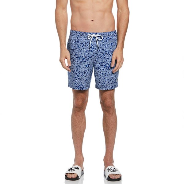Original Penguin Recycled Polyester Stretch Outline Waves Badbyxor Boxer Blå M Man