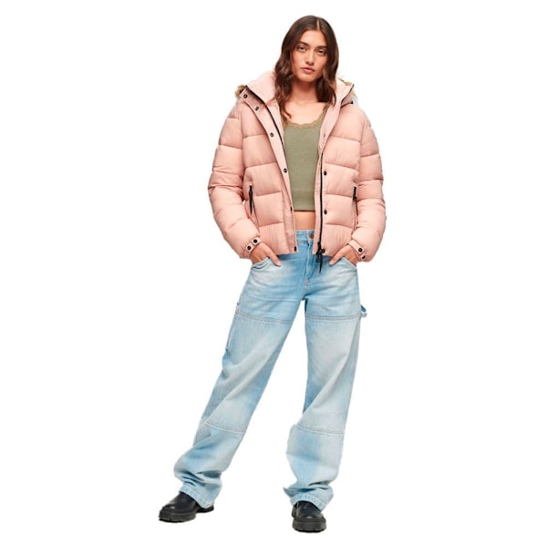 Superdry Faux Fur Puffjacka Rosa S Kvinna