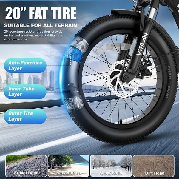 City Elcykel Vitilan U3 - Motor 48V 750W - Trin-igennem - Sammenklappelig