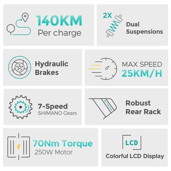 Sähköpyörä ENGWE E26, moottori 48V 250W, 16AH akku, Shimano 7-vaihteinen