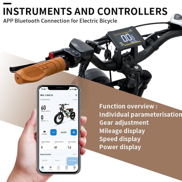 Moto-Style Elcykel Onesport W66, 500W Motor 65NM, Stöd för app, Beige