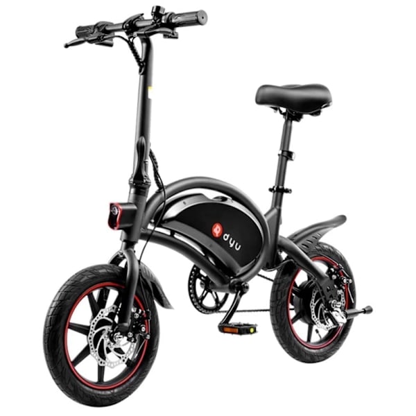 Mini Hopfällbar Elcykel DYU D3F, 14 Tum, Motor 36V 250W, Batteri 10Ah - Svart