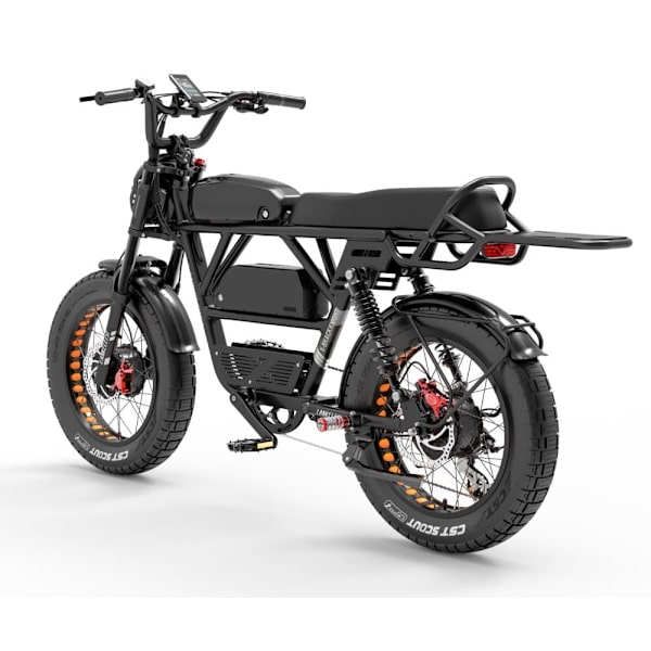 Elcykel LANKELEISI X-Black Knight, Moto Style, 2000W dubbelmotor, 48V 45Ah Samsung dubbelbatteri