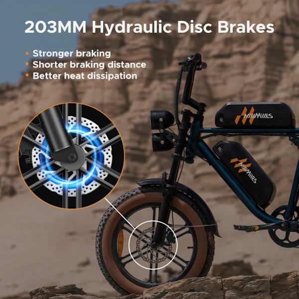Elcykel HillMiles MileZoom 1, Motor 52V 250W, 20*4,0 tommer dæk, 25 km/t