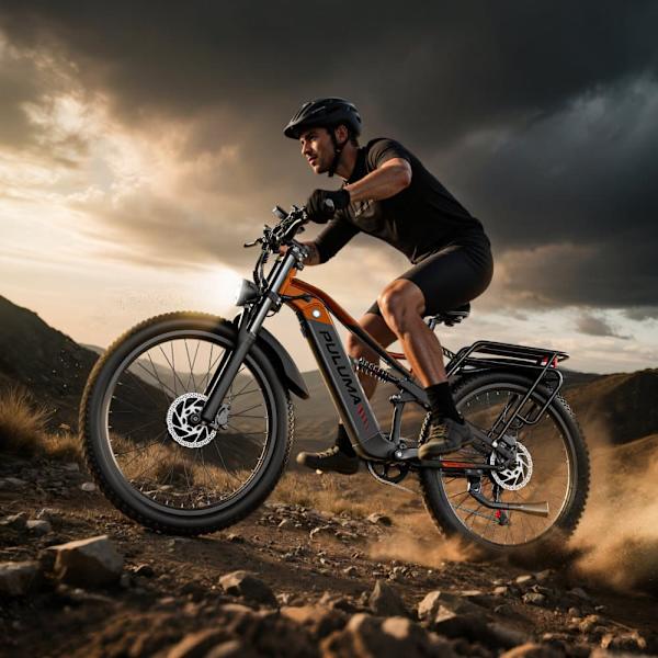 El-mountainbike PULUMA PE86Pro, dubbla motorer med momentsensor, 48V 20Ah batteri, svart orange
